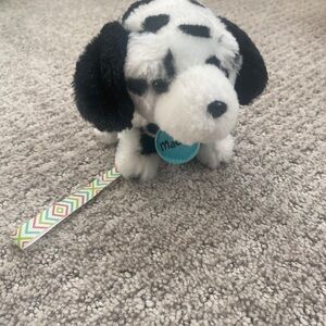 Justice Maddie Dalmatian Black and White Plush Dog Toy Stuffed Animal with Leash